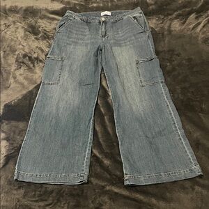 Vanilla Star Wide Leg Cargo Jeans in Denim Blue Women 31/13